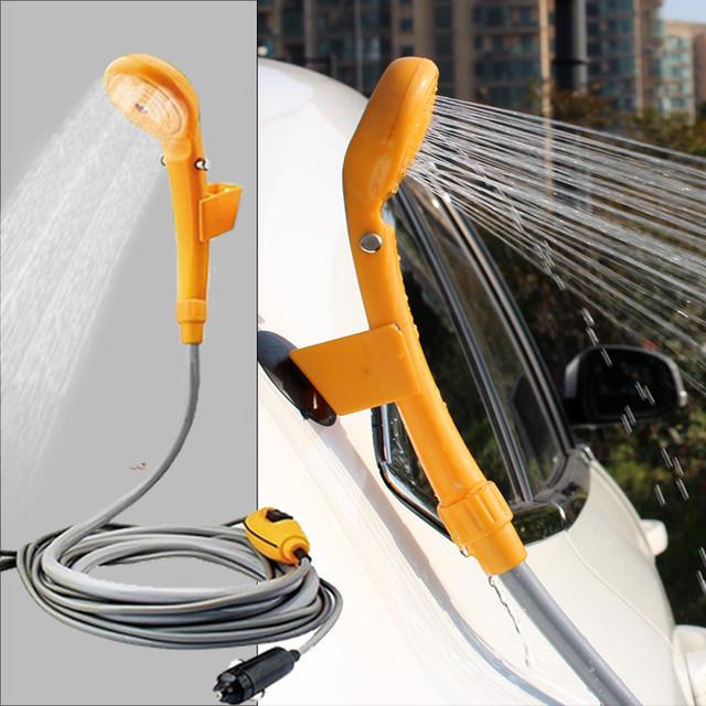 Портативный автомобильный душ SUNROZ Automobile Shower Set от прикуривателя 12 В Серо-Желтый (SUN1609) - фото 5