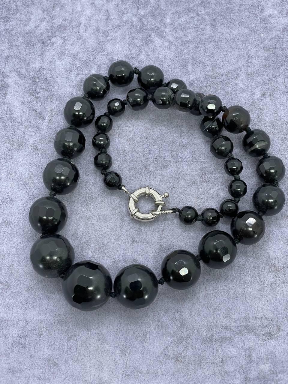 Бусы агат 45 см Черный (9859)