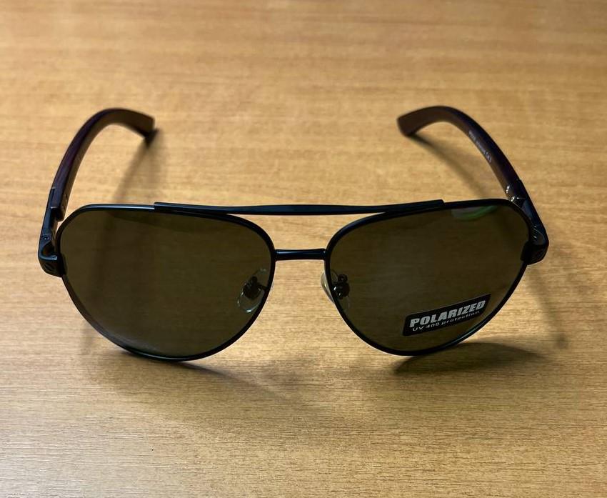Солнцезащитные очки мужские Polaroid 2025 Aviator UV400 поляризационные антибликовые Серо-зеленый (ec1258d8) - фото 4