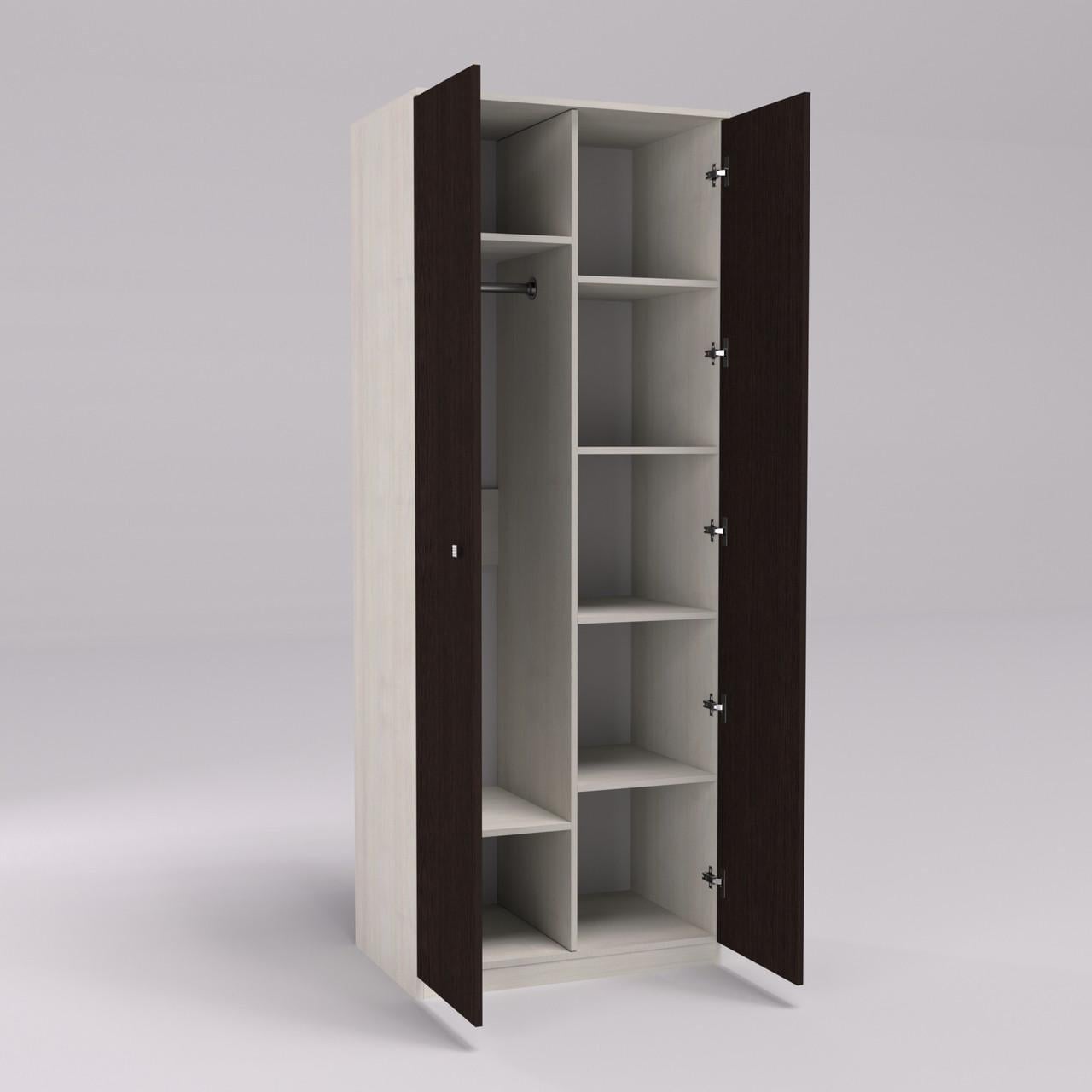 Шкаф платяной с полками Континент F 15 80х53х210 см Дуб Шамони Светлый/Венге Магия