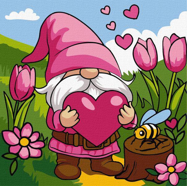 Картина по номерам Ideyka Милый гномик 30x30 см (KHO1197)