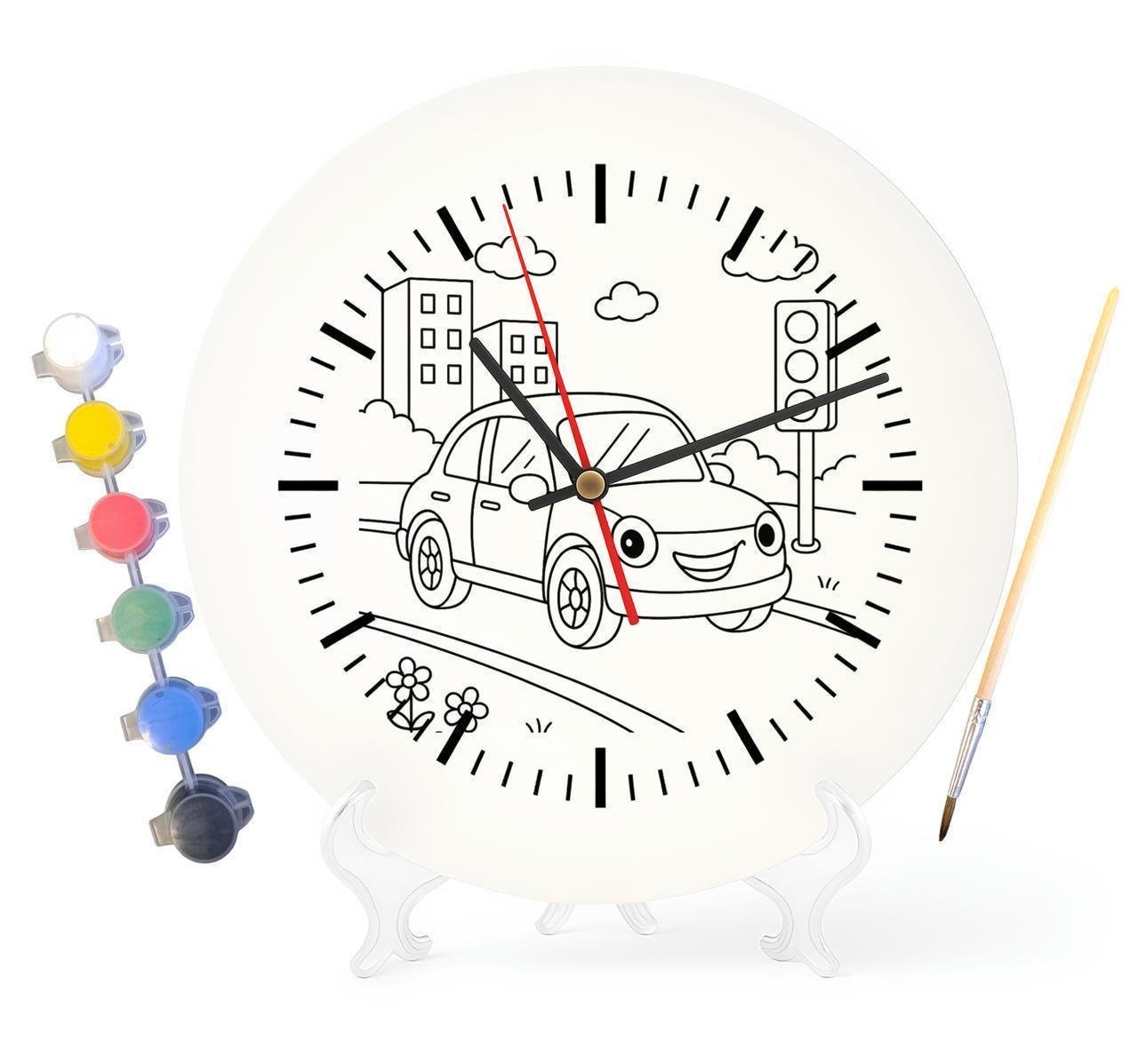 Детский набор для творчества часы раскраска Машинка 30 см (Г0088)