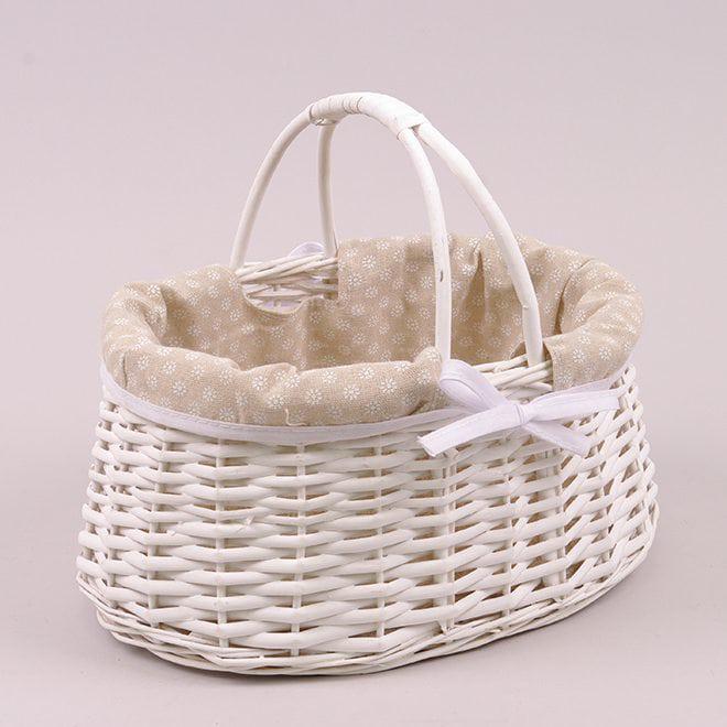 Корзина с тканью Flora 23х15х31 см Белый (39639)