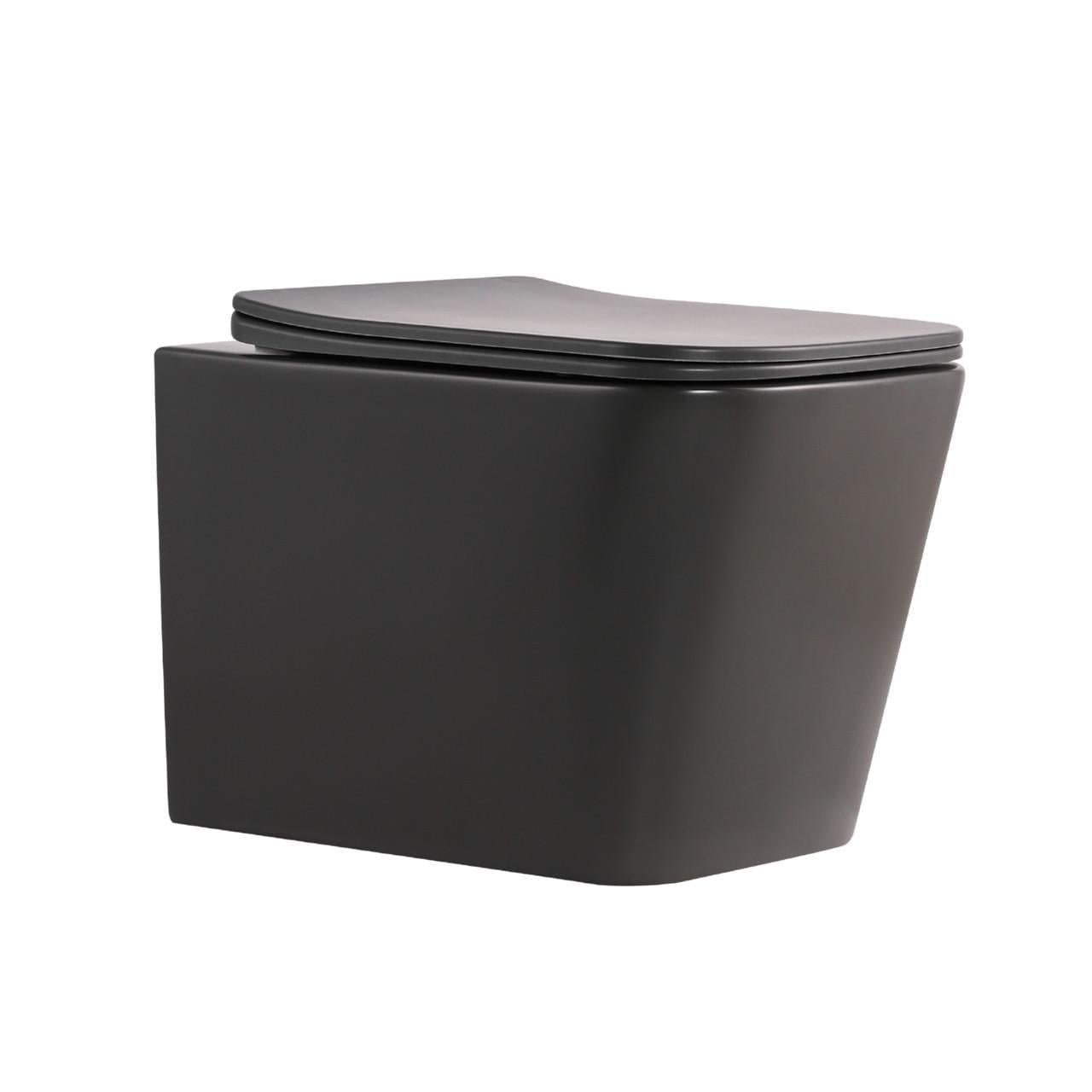 Унітаз підвісний Qtap Tern Ultra Quiet 520х345х325 мм з сидінням Slim Duroplast/Soft-close/Quick Release Anthracite