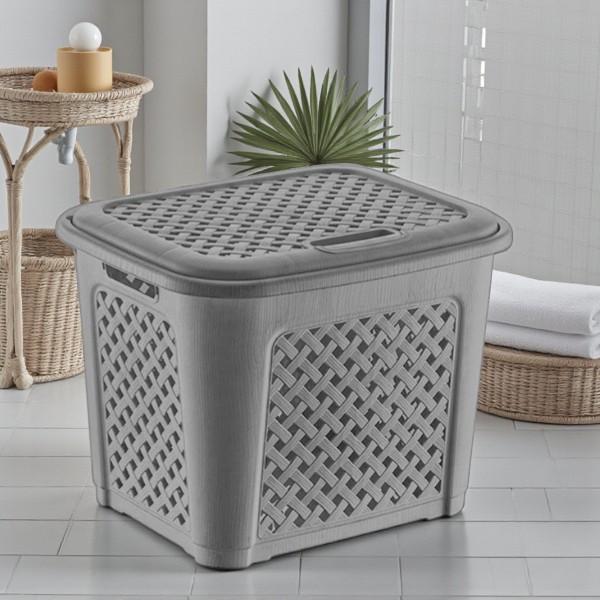 Кошик для зберігання з кришкою з ручками пластиковий 19 л Сірий (078-GRAY)