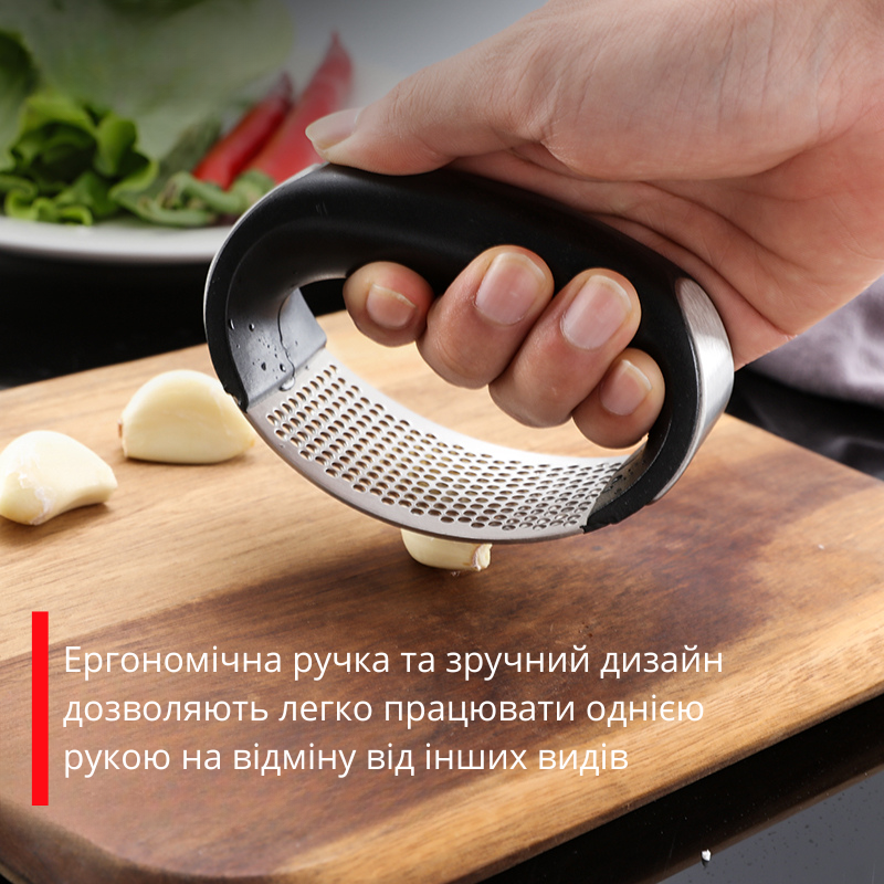 Прес ручний для часнику Garlic Press 10,5х5,2х6,1 см Чорний (10110440) - фото 7