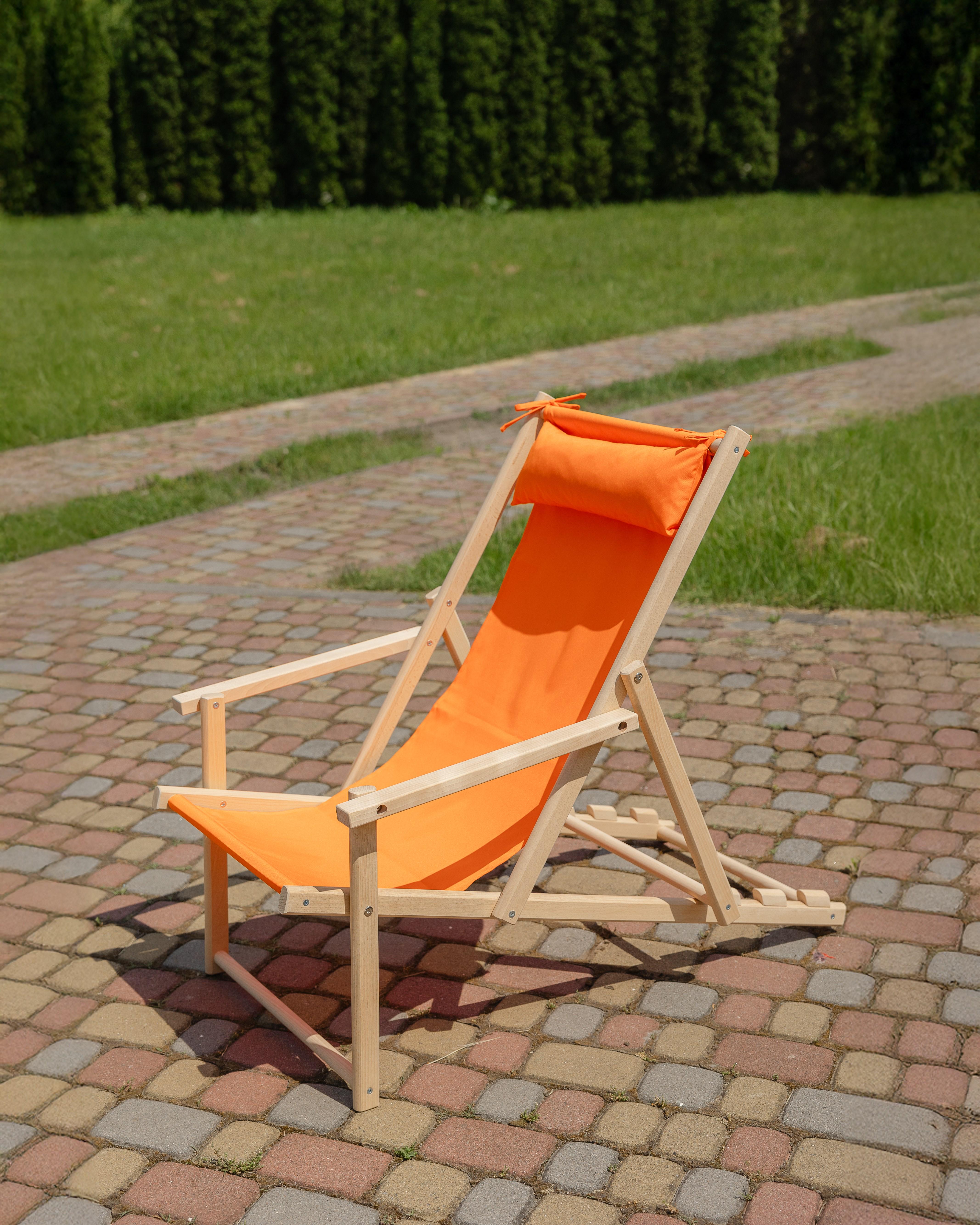 Шезлонг дерев'яний розкладний XRmaster з підлокітниками та підголовником Помаранчевий (0002245) - фото 3 Шезлонг дерев'яний розкладний XRmaster з підлокітниками та підголовником Помаранчевий (0002245) - фото 3