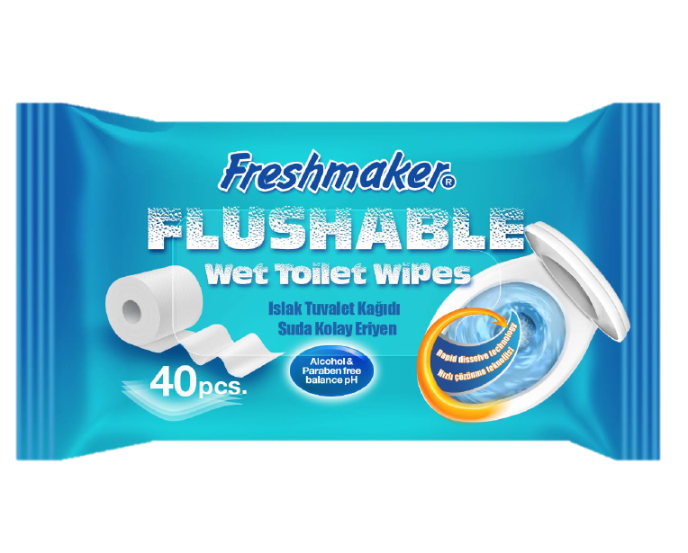 Влажная туалетная бумага Freshmaker Wet Toilet Wipes Flushable 40 шт. (000006379)