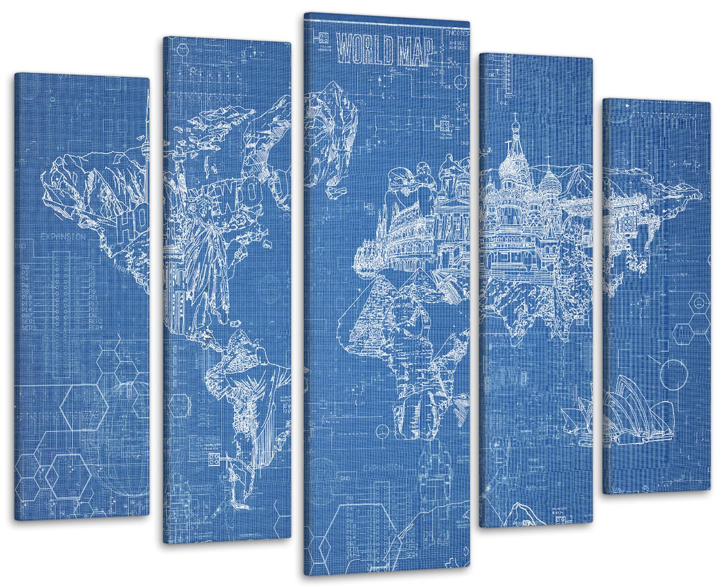 Картина модульна Карта світу 99х140 см (Art-487_5)