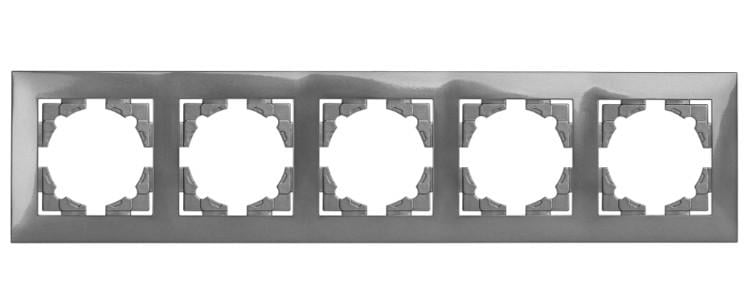 Рамка для розеток п'ятимісна FI-5 Графіт