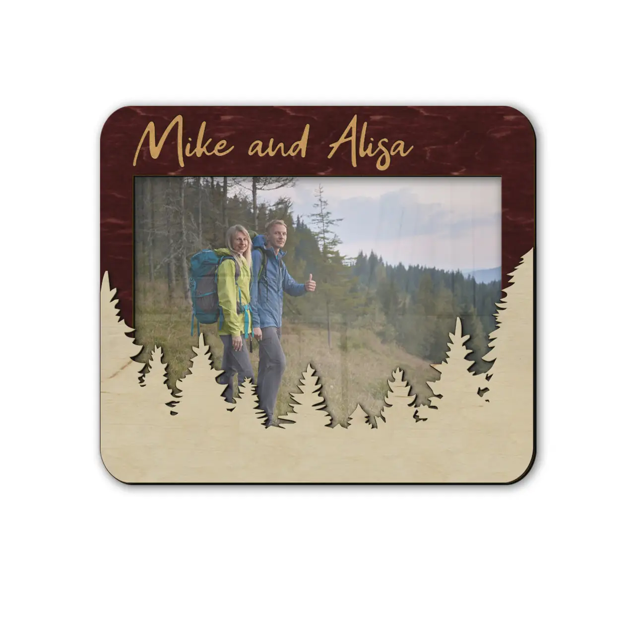 Фоторамка Лес персонализированная горизонтальная на 1 фото Бордовый (forest_8x10_horizontal-4)