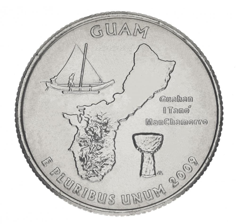 Коллекционная монета США 25 центов 2009 D Штаты и территории - Гуам UNC (KM#447) Коллекционная монета США 25 центов 2009 D Штаты и территории - Гуам UNC (KM#447)