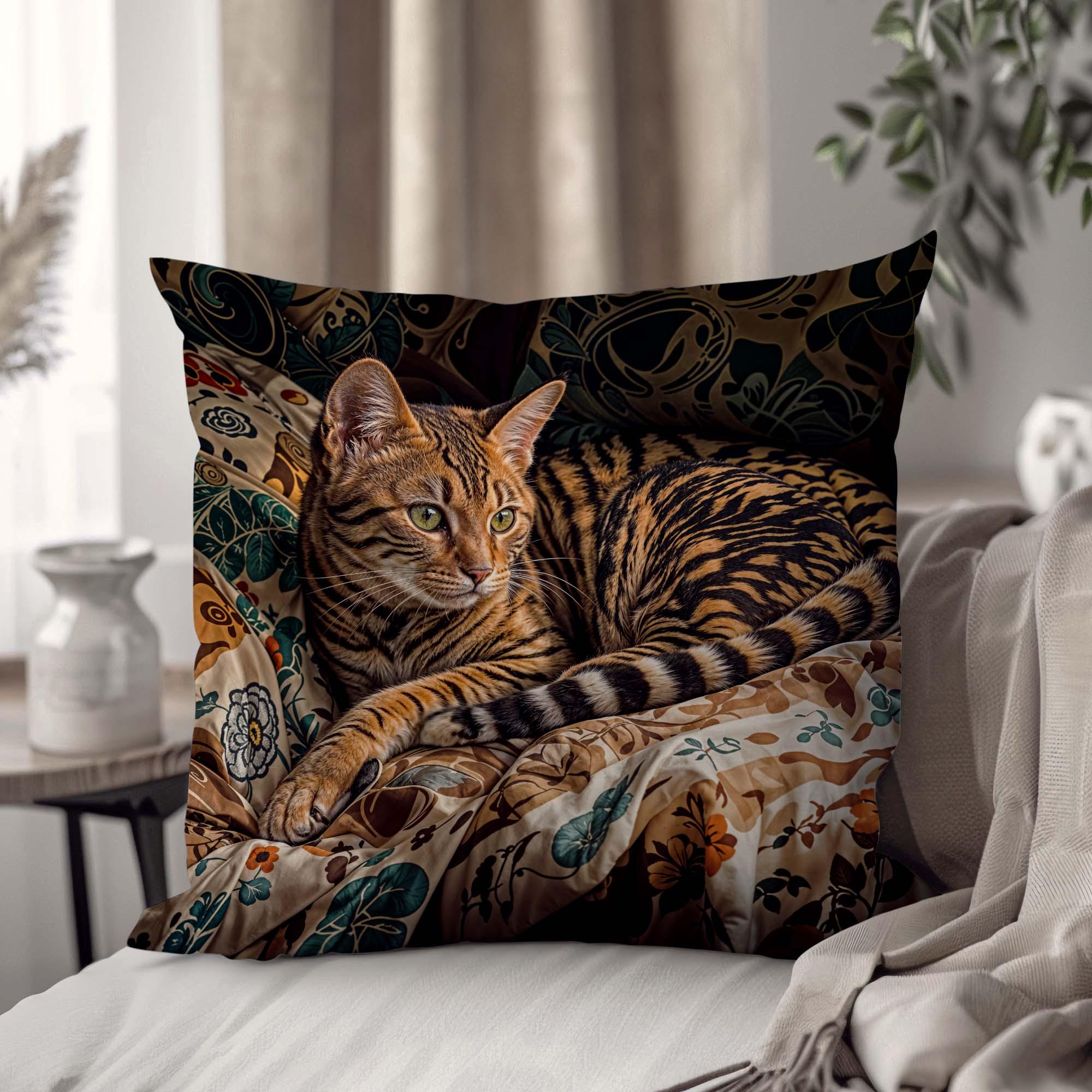 Подушка декоративная "Кот в пледе" 45х45 см 3D эффект (1308645UA)