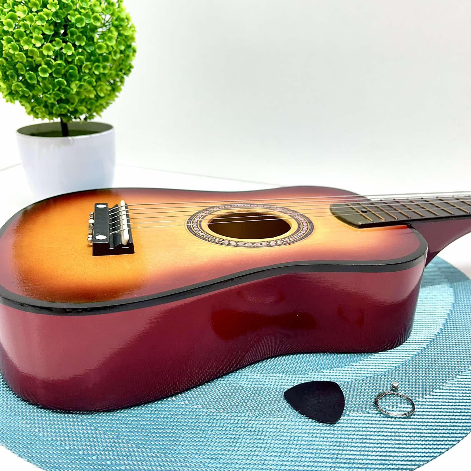 Гітара дерев'яна дитяча 6 струн Жовто-червоний (M 1369) - фото 5 Гітара дерев'яна дитяча 6 струн Жовто-червоний (M 1369) - фото 5