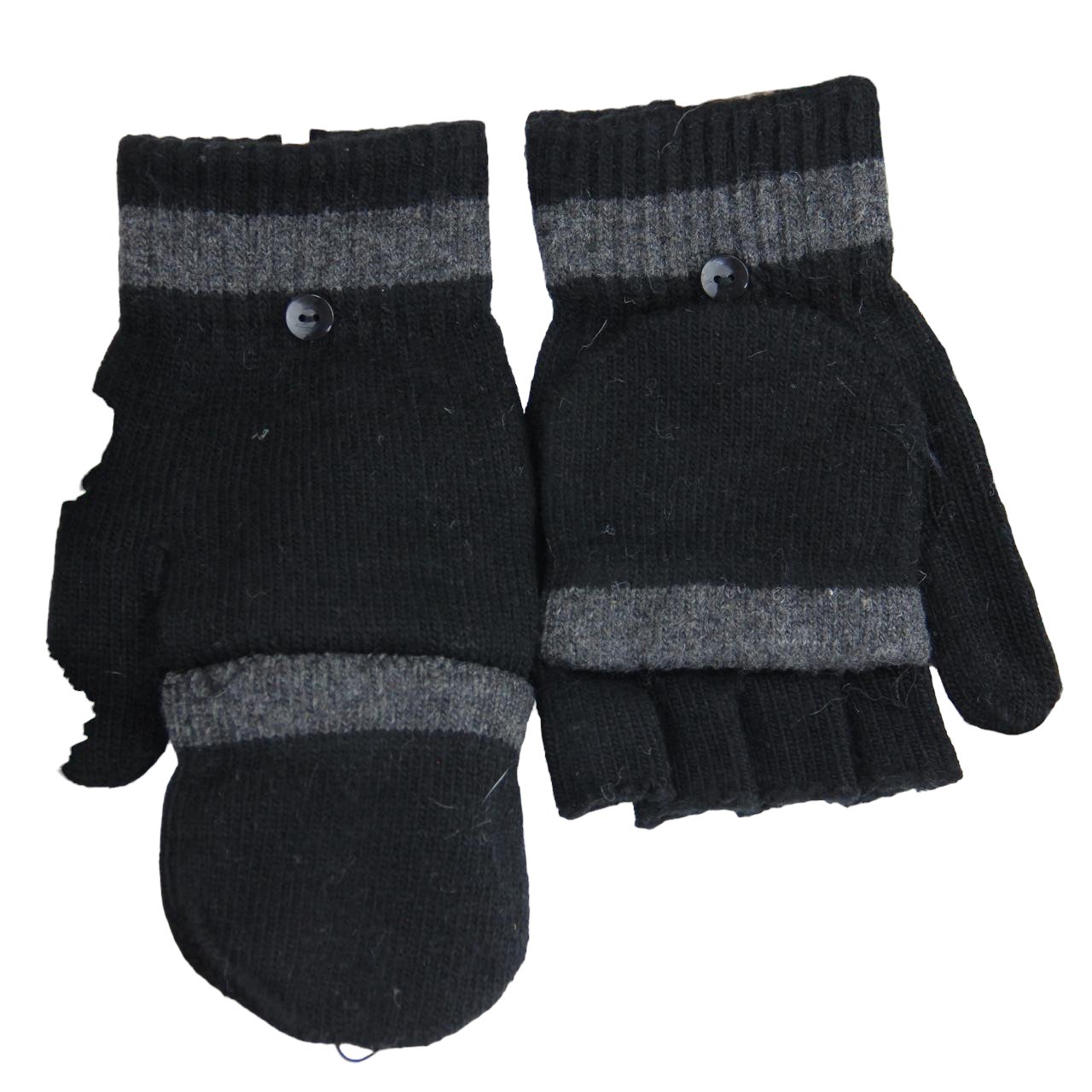 Перчатки мужские шерстяные с накидным верхом L-XXL с начесом Черный (34140)