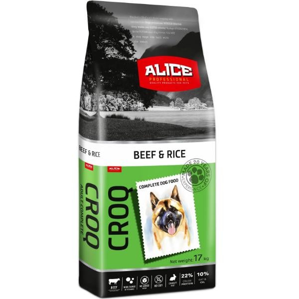 Корм для собак ALICE Professional Croq Beef and Rice говядина и рис премиальный 17 кг (000019792)