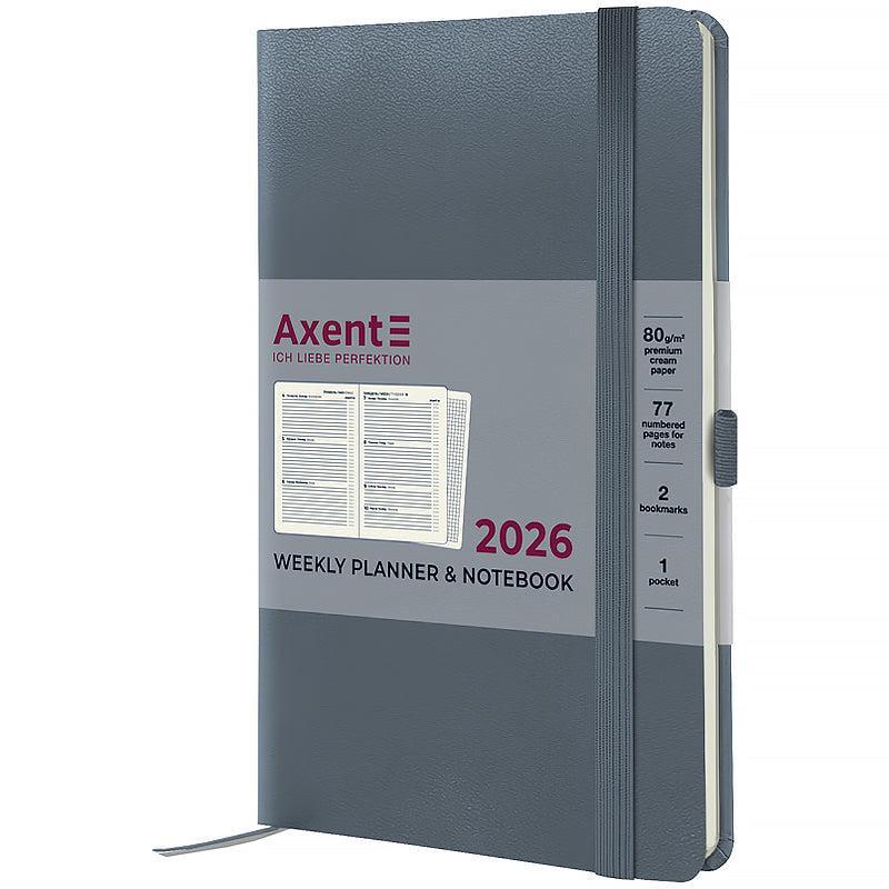 Еженедельник датирован 2026 Axent Partner Strong 125х195 мм 192 стр. Серый (8505-26-62-A)