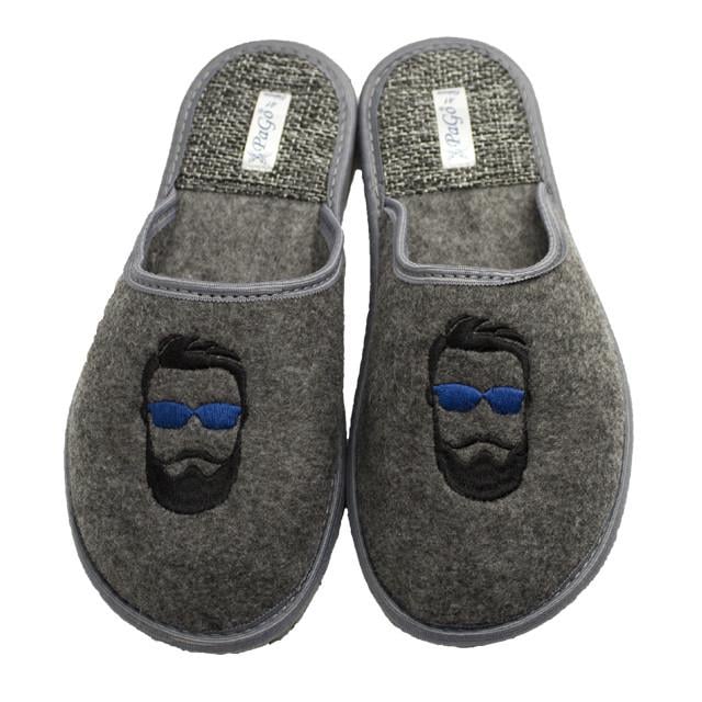 Домашні тапочки чоловічі Pago Бородач вишивка закриті р. 42 Сірий