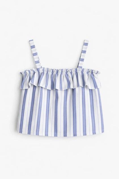 Майка H&M 1282743 Смужки 98-104 см Білий/Синій