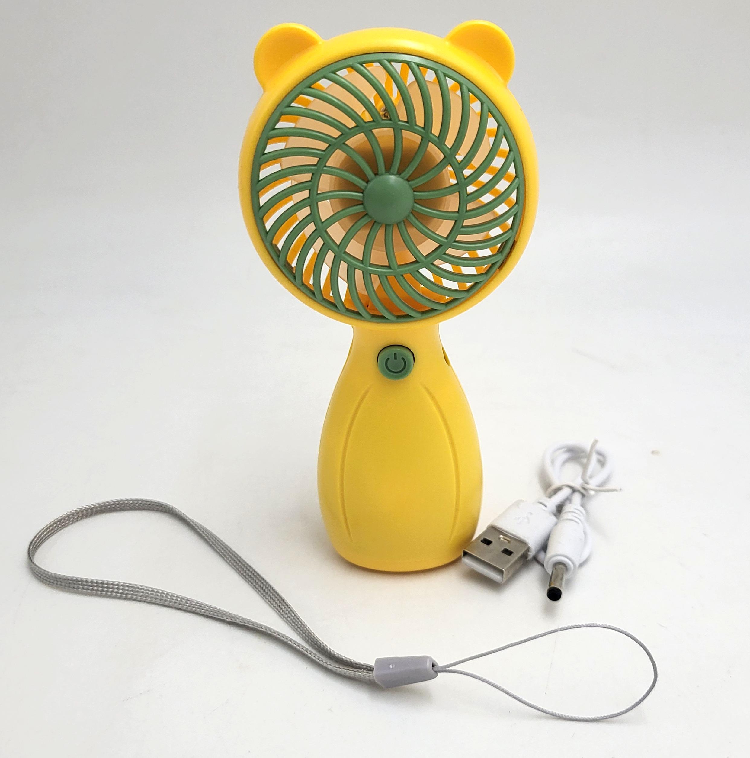 Вентилятор аккумуляторный Handy Mini Fan с LED индикацией мини с ручкой USB 10 см Желтый