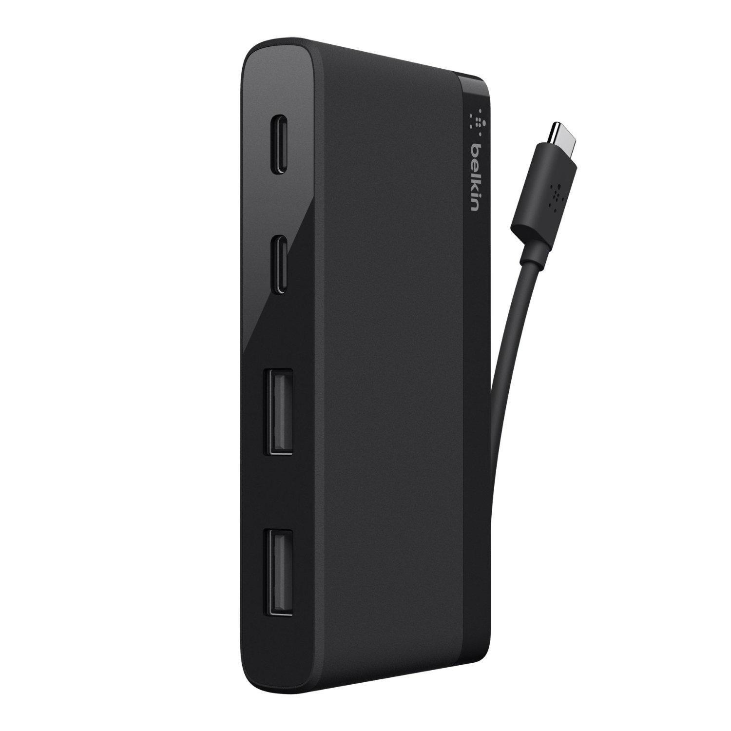 Хаб Belkin з 2 портами USB 3.0 та 2 USB-C зовнішній Чорний (619151)