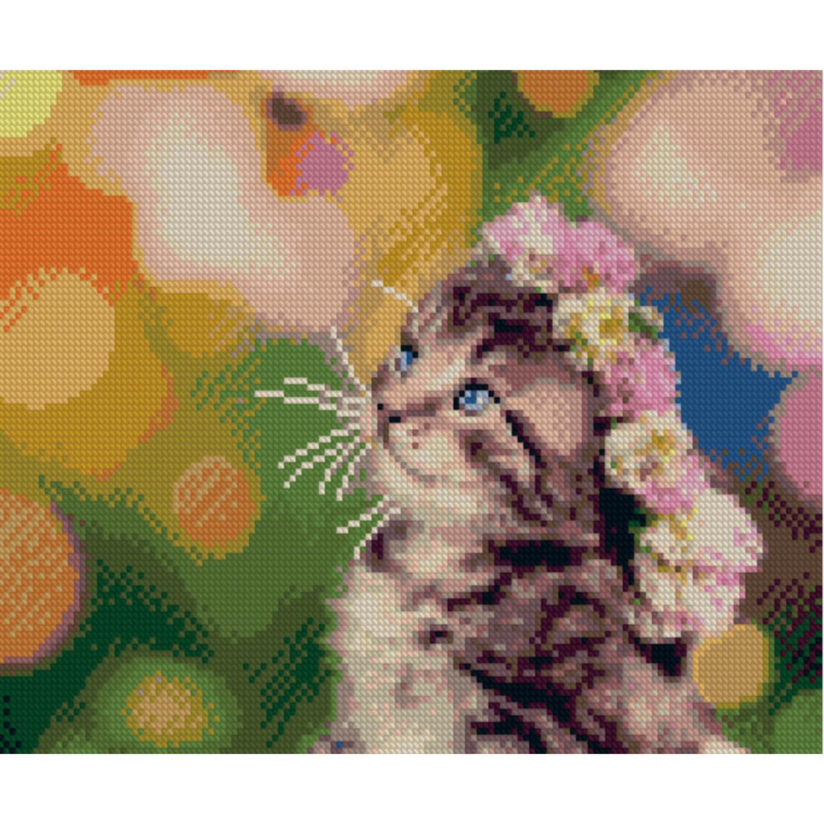 Алмазная мозаика Strateg Котенок в веночке 30х40 см (Str-HX135)