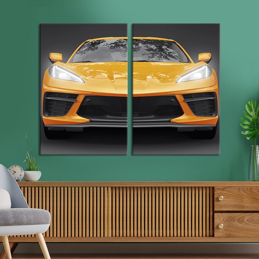Картина на холсте Яркий оранжевый Chevrolet Corvette 71x51 см (1403-2)