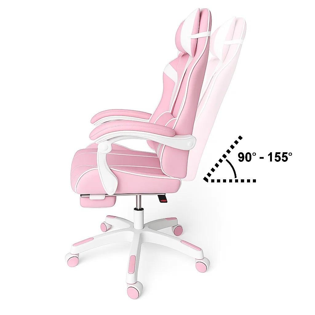 Геймерське крісло EC GAMING з підставкою для ніг Рожевий (17435) - фото 6