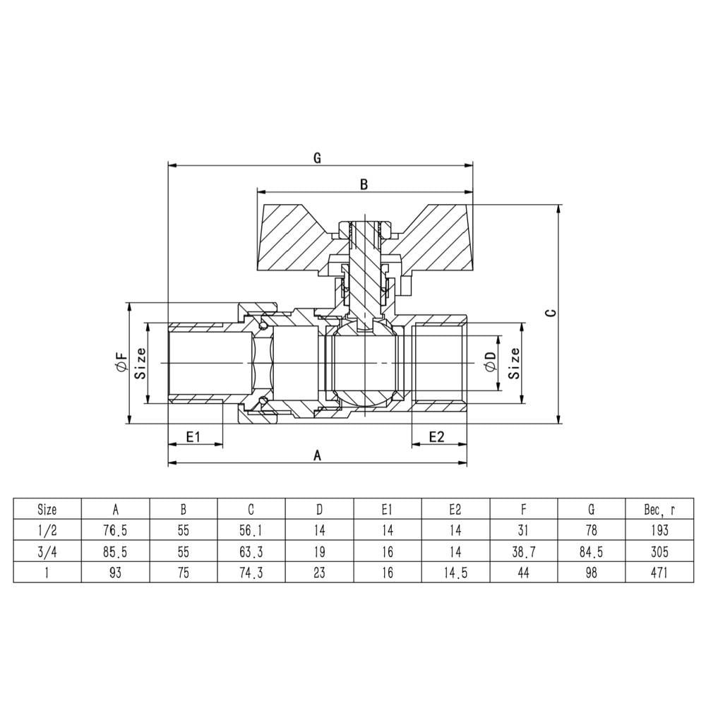 Кран кульовий ITAL із напівзгоном PN40 1/2" прямий нікель - фото 4 Кран кульовий ITAL із напівзгоном PN40 1/2" прямий нікель - фото 4
