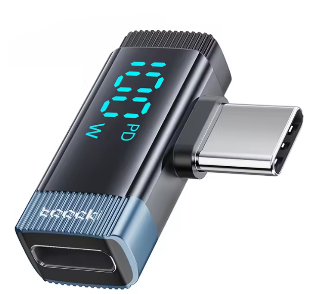 Адаптер кутовий Toocki OTG 100w Type-C-Type-C з дисплеєм Синій (TQ-OTG11CCBLU100)