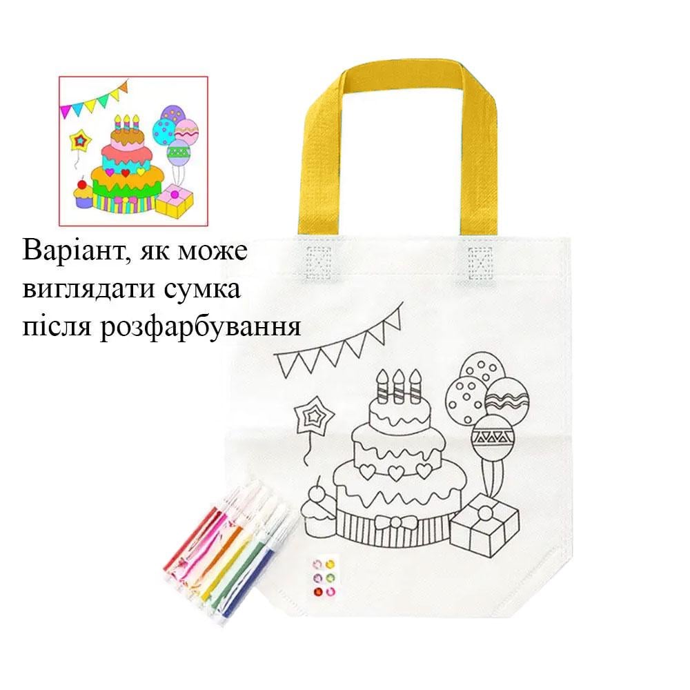 Сумка-розмальовка Торт із шістьма фломастерами 22x25 см (OK0099_2) - фото 2