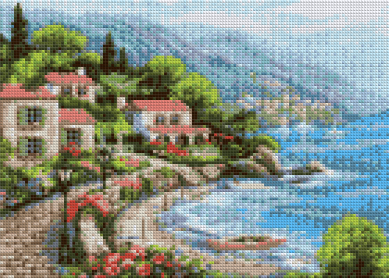 Алмазна вишивка Морське узбережжя Італії повна викладка зашивка 5D 30х40 см (1557546613)