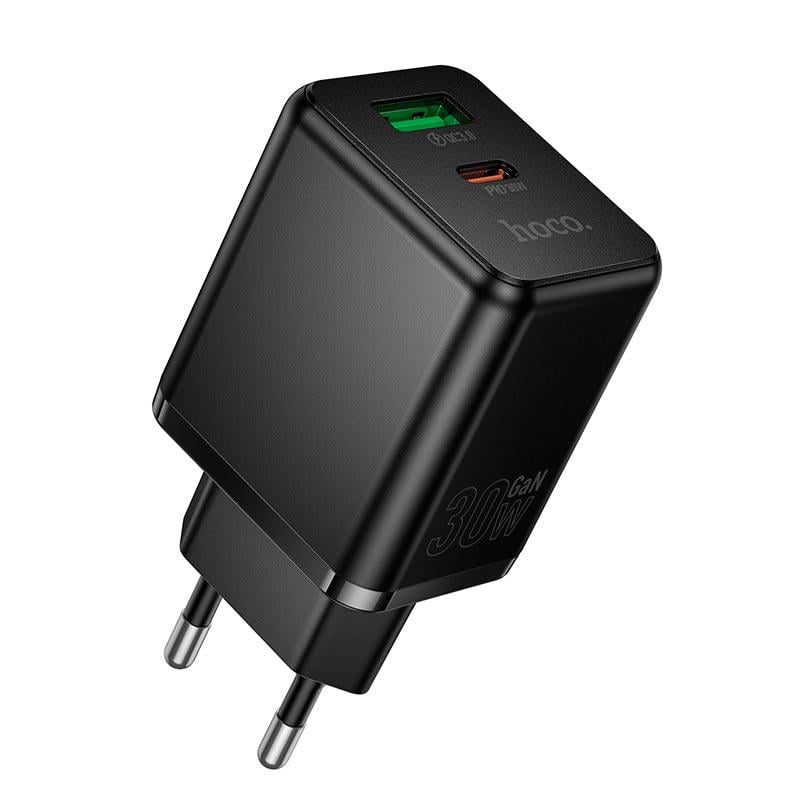Зарядний пристрій Hoco C157A 30W з портами Type-C/USB-A Black (24377)