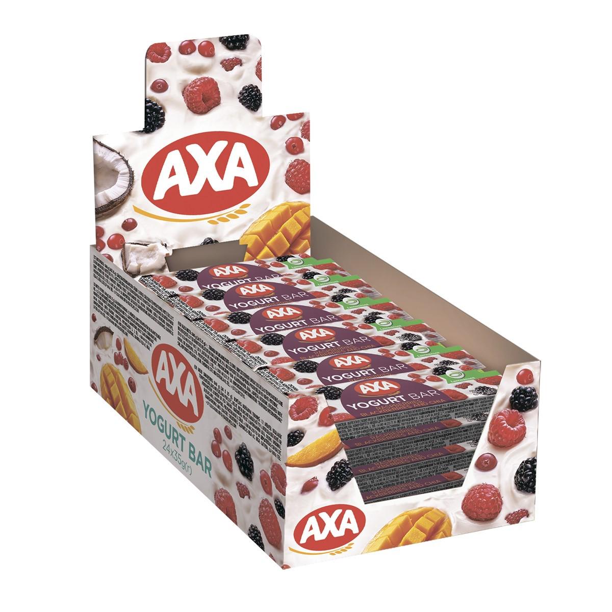 Батончики АХА в глазурі зі смаком йогурту з насінням чіа/малиною/ожиною 35 г 24 шт.