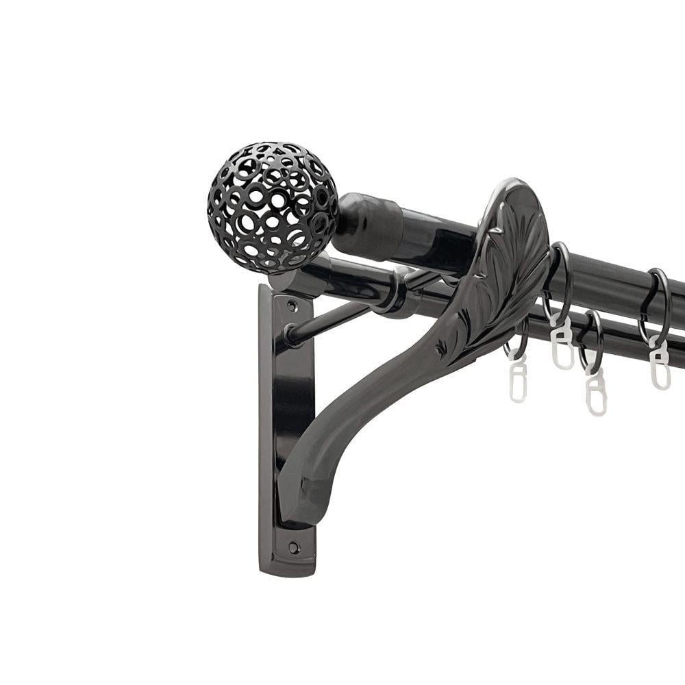 Карниз Orvit Савона металевий дворядний ретро гладка труба кільце металеве 25/19 мм 300 см Онікс (00-00021518) - фото 1