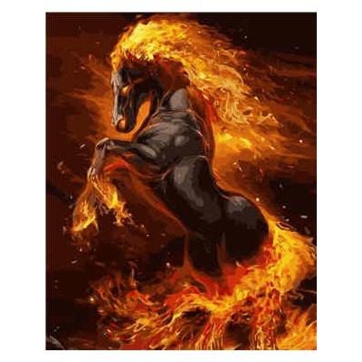 Набор для росписи по номерам Strateg Огненная лошадь 40х50 см (VA-2042-mt)