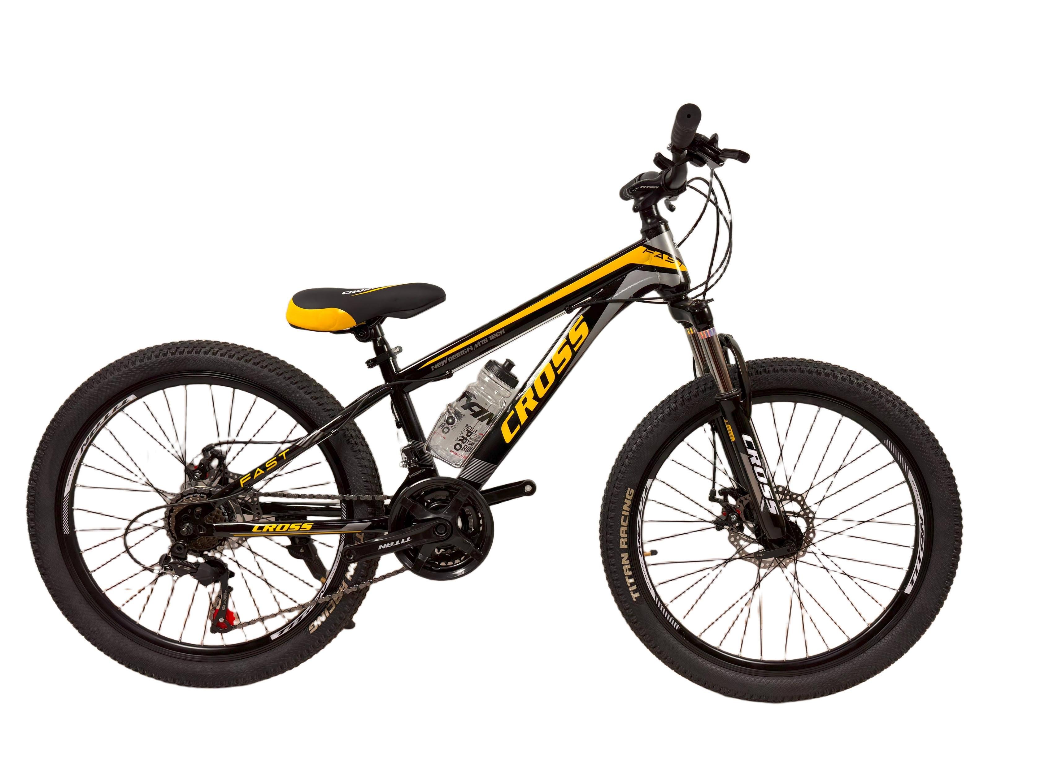 Велосипед Cross FAST 24" 12" Чорно-жовтий/білий