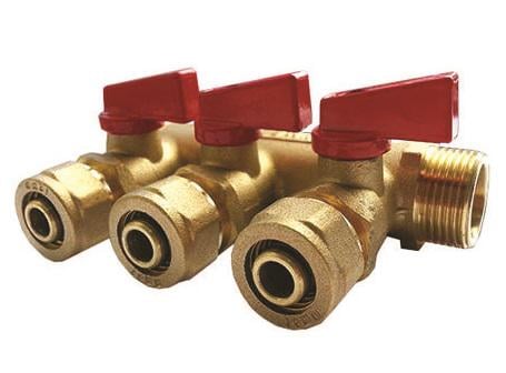 Коллектор с перекрытием SANTAN 16х1" латунный 3 контура (75247)