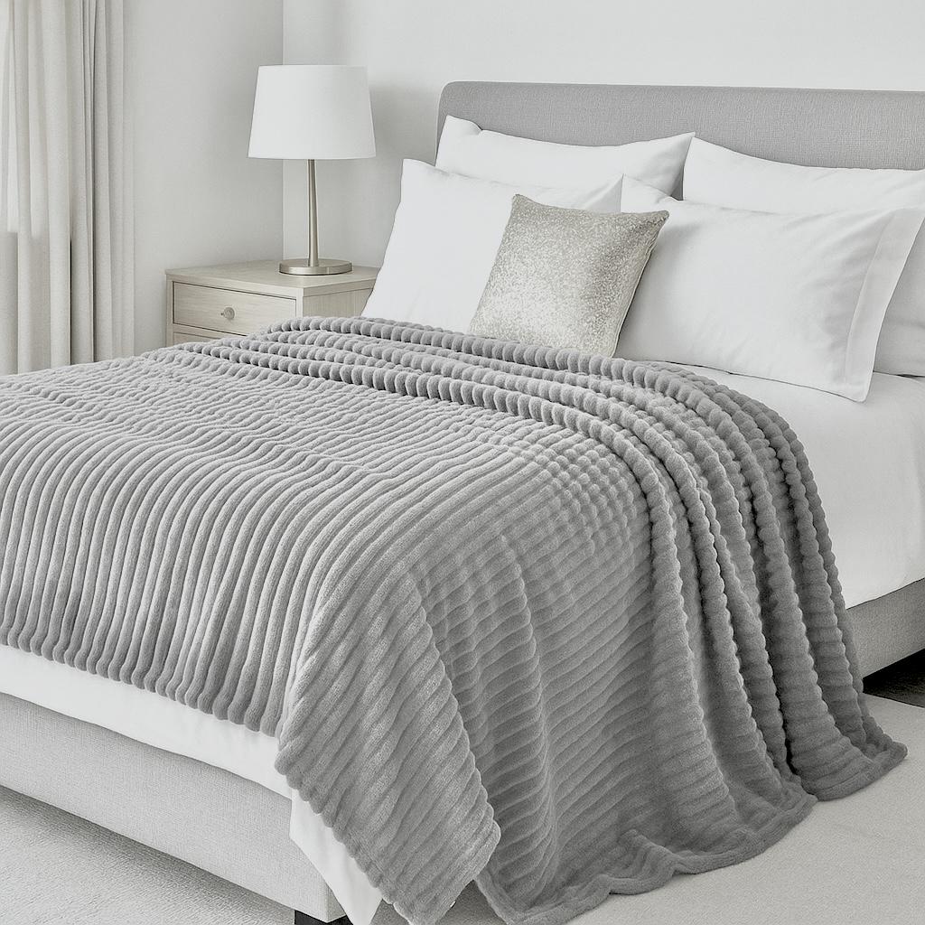 Плед-покрывало шарпей в полоску 2 см 180х200 см Светло-серый - фото 2