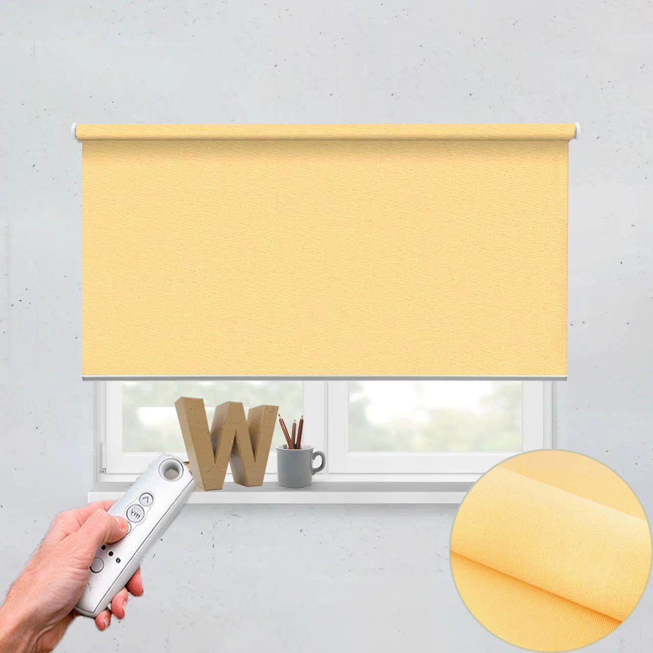 Рулонная штора автоматическая Wenster Перла 897 92,5х350 см с электродвигателем Бледно-желтый (i163220179)