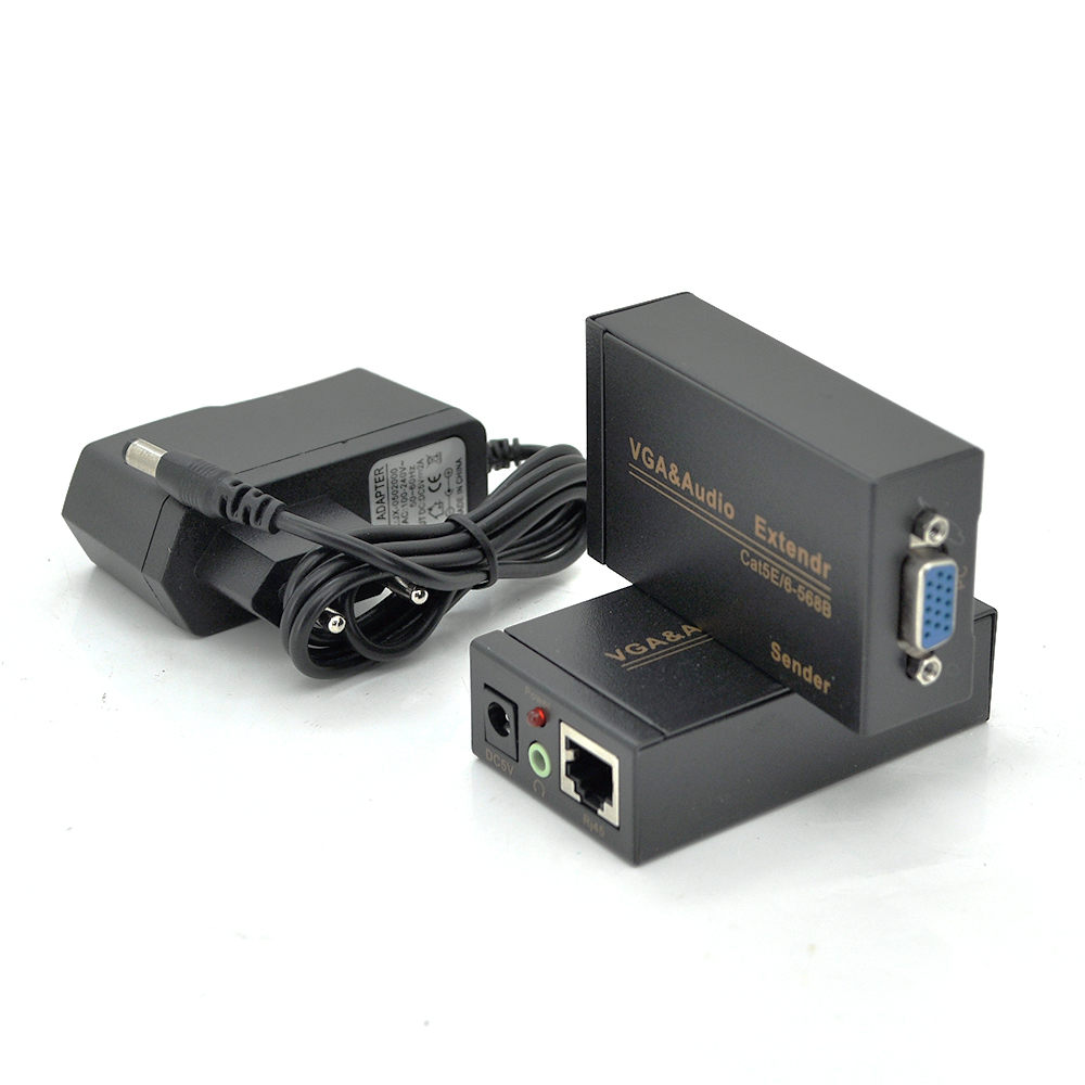Удлинитель активный VGA VOLTRONIC по витой паре Cat5e/6e 1080P до 100 м Черный (YUT_V1987)