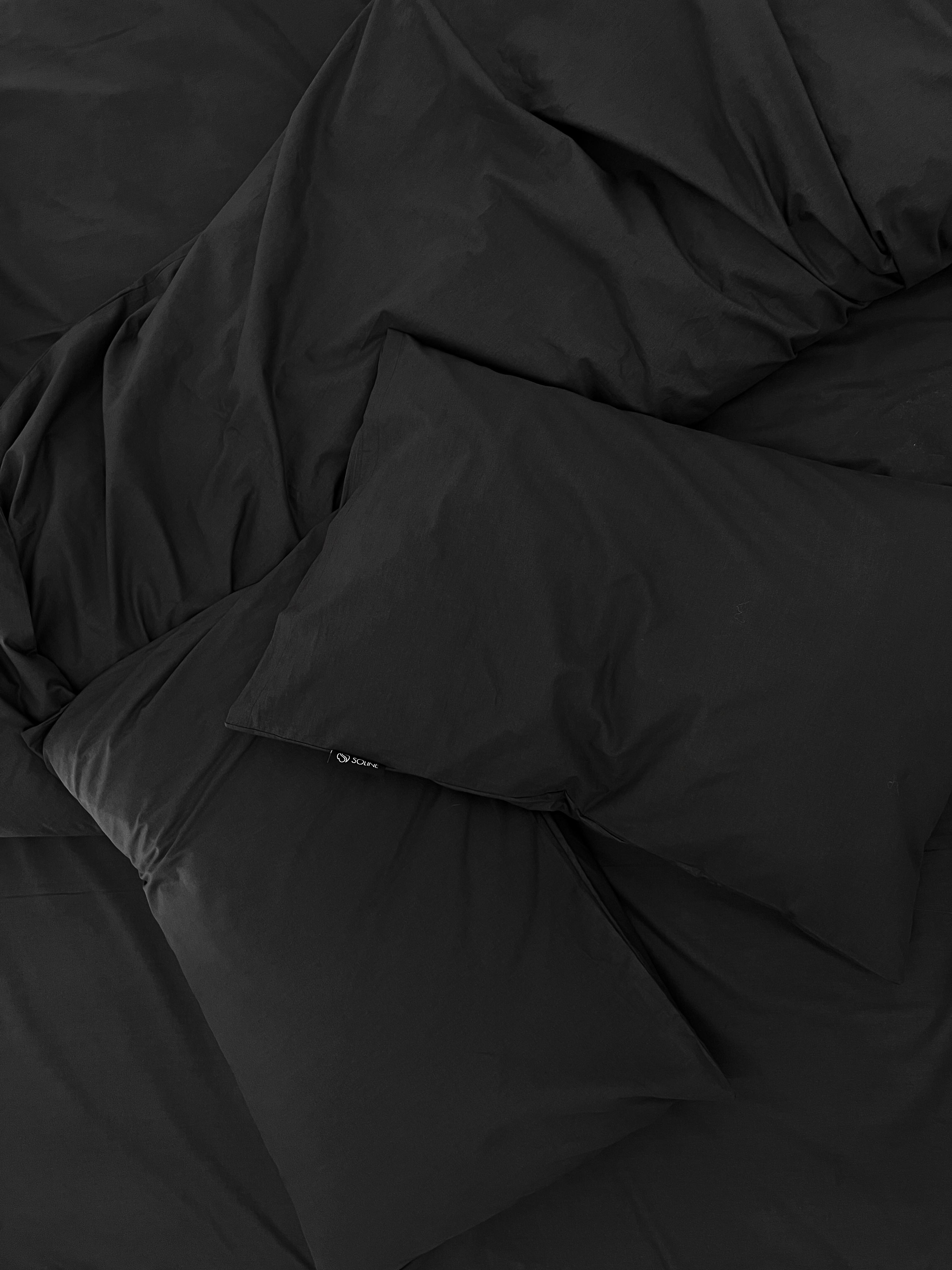Комплект постільної білизни Soline з попліну двоспальний 180х220 см з простирадлом на резинці Графітовий - фото 2