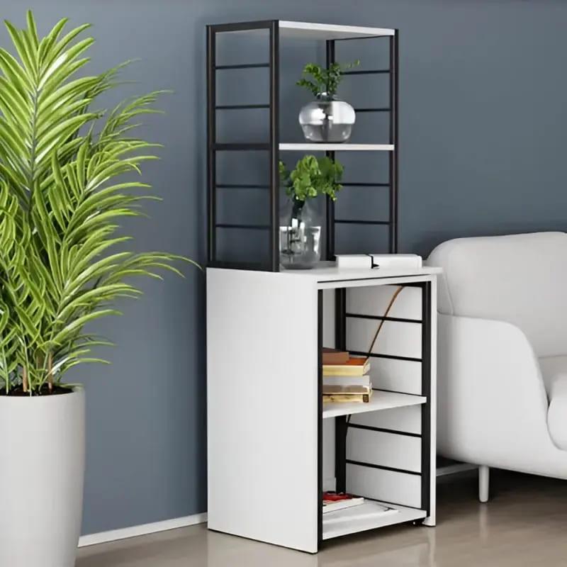 Стіл-тумба трансформер Ferrum-decor Смарт 3/2 з етажеркою метал/ДСП 16 мм 1430x1450x600 мм Чорний/Білий (FRD-105116) - фото 2 Стіл-тумба трансформер Ferrum-decor Смарт 3/2 з етажеркою метал/ДСП 16 мм 1430x1450x600 мм Чорний/Білий (FRD-105116) - фото 2