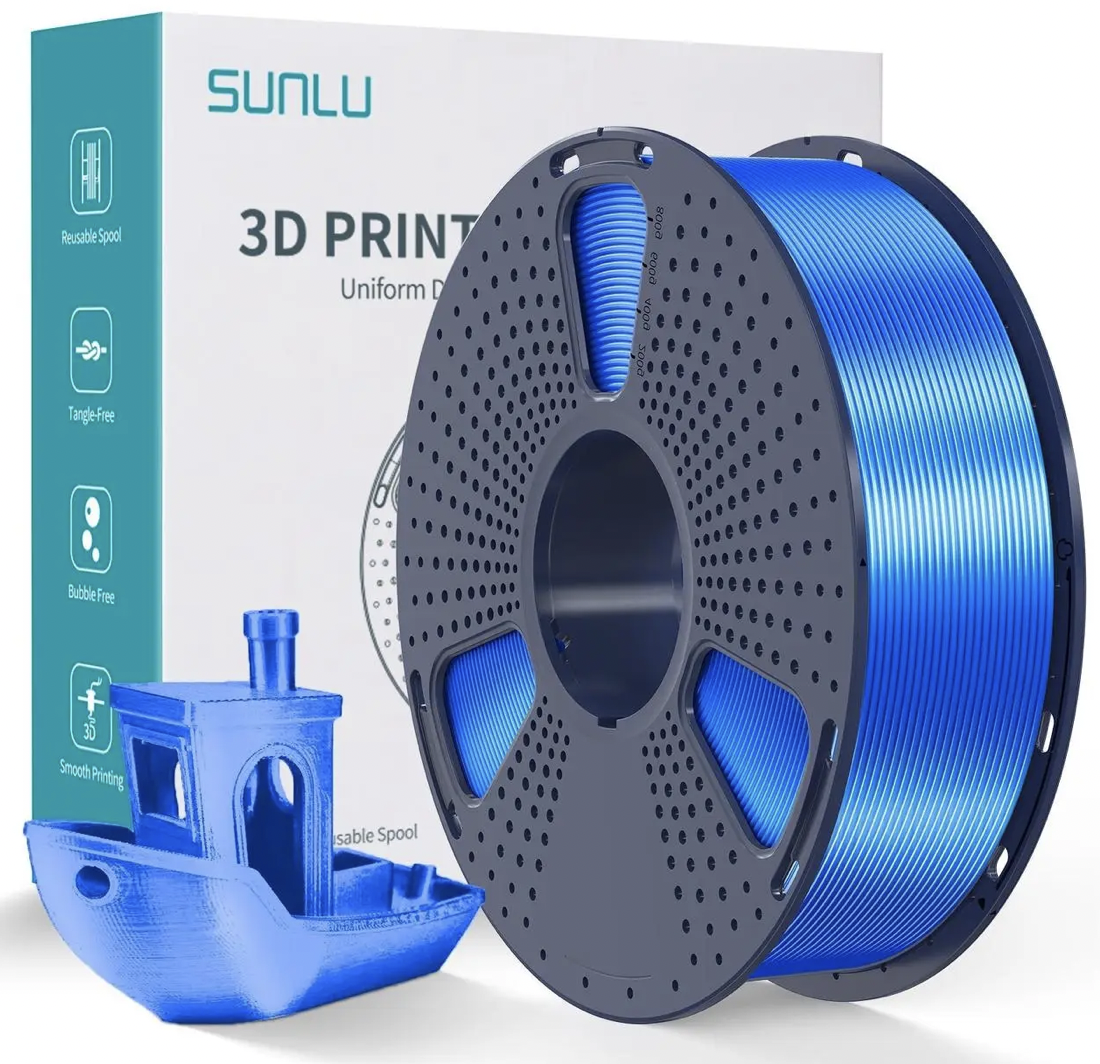 Пластик для 3D-друку SUNLU Silk PLA+ 1,75 мм 1 кг Blue (04040811Z)