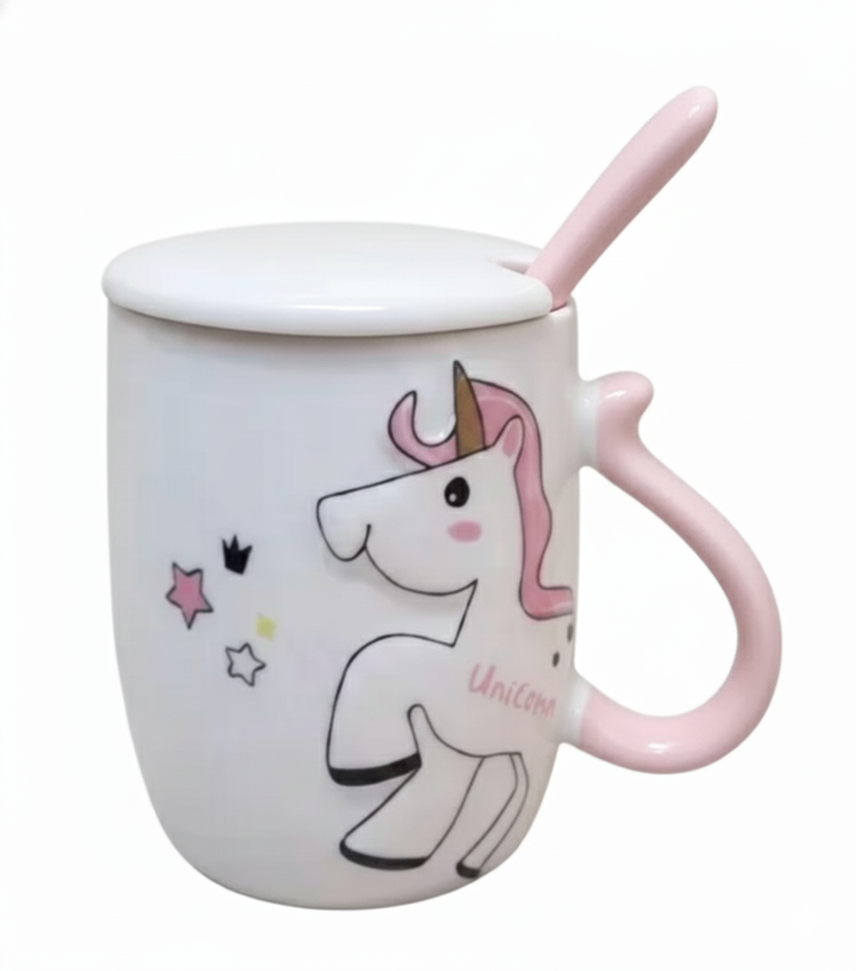 Чашка з кришкою та ложкою 350 мл Білий (СС130-1)