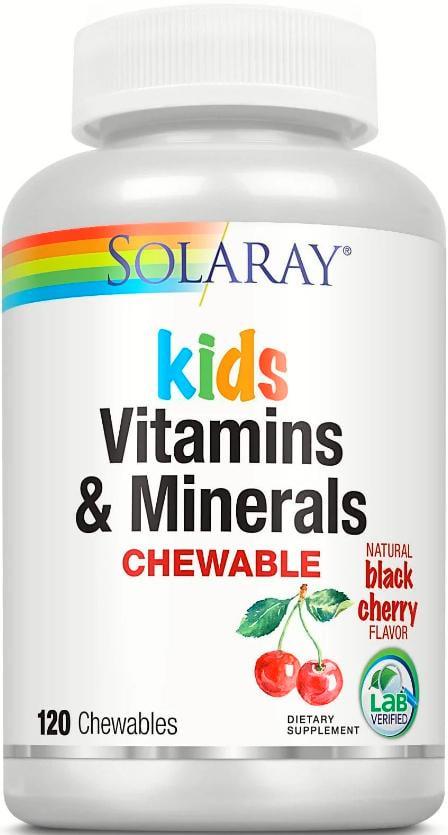 Мультивітаміни для дітей Solaray Kids Vitamins&Minerals зі смаком вишні 120 жувальних таблеток