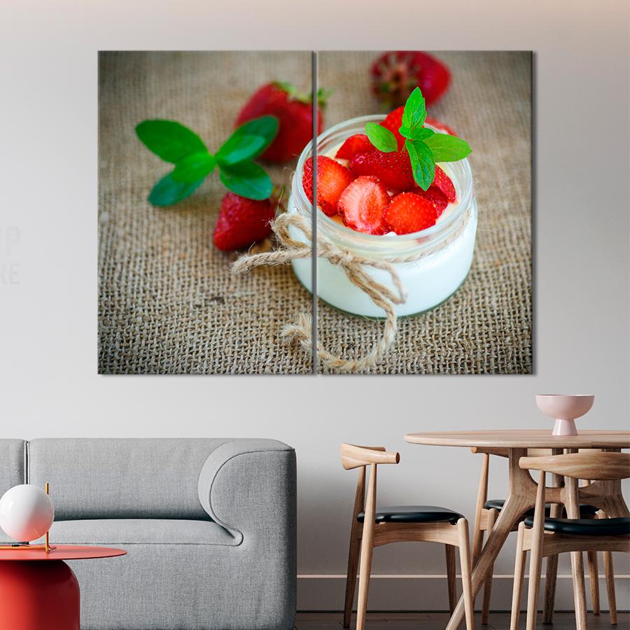 Настенний декор Греческий йогурт со свежей клубникой 111x81 см (A366-2)