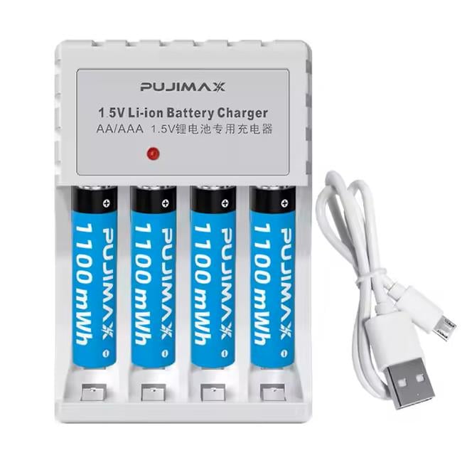 Акумулятори Pujimax АAA 1100 mWh 1,5V Li-ion з док-станцією 4 шт. (0092)