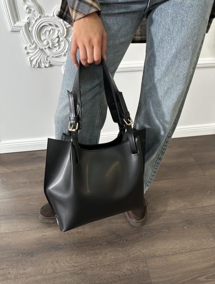 Сумка-шопер жіноча Next Level Bags з екошкіри 38х13х26 см Чорний (02-2553)