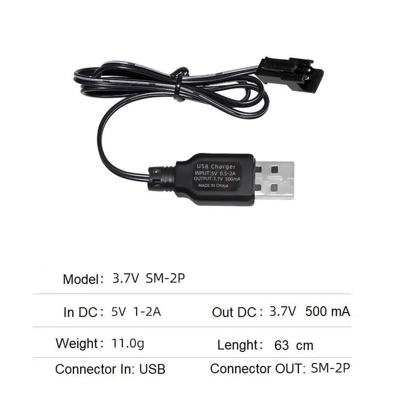 Зарядное устройство для аккумулятора радиоуправляемой модели SM 2P Li-Po Li-ion 3,7V 500 mAh USB (nt7964) - фото 2